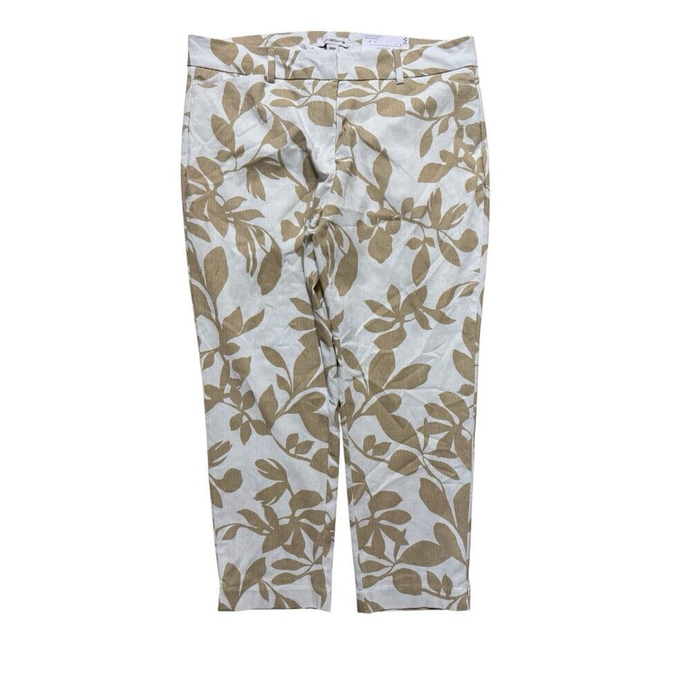 Liz Claiborne Emma Slim Leg Ankle Pants 16 NWT Beige Floral Stretch